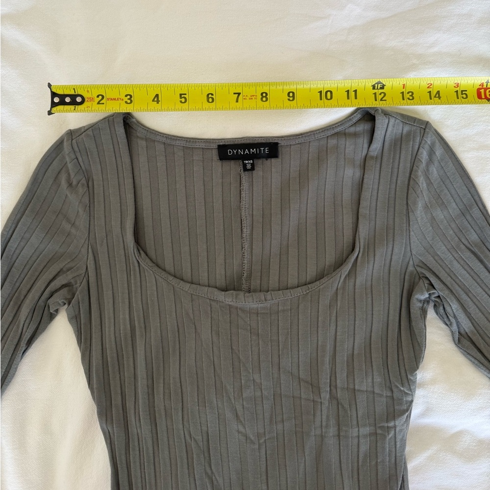 Dark Sage Green midi dress XS high slit Dynamite - Picture 3 of 3